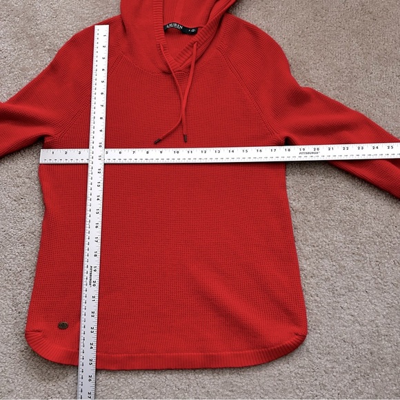 Lauren Ralph Lauren Red Waffle Print Hooded Sweater - Picture 5 of 7
